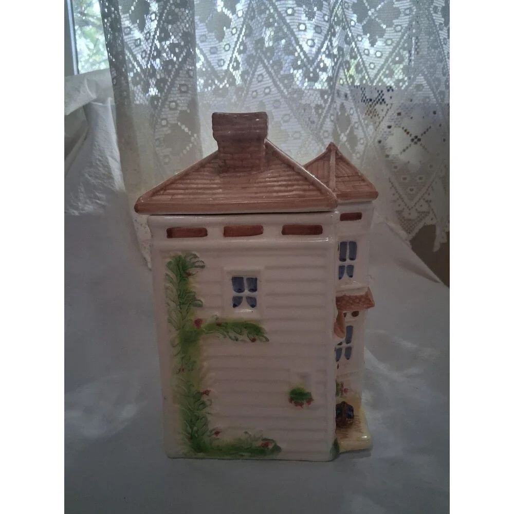 Vintage Avon Townhouse Ceramic Cookie Jar Victorian Cottage House Canister 1989
